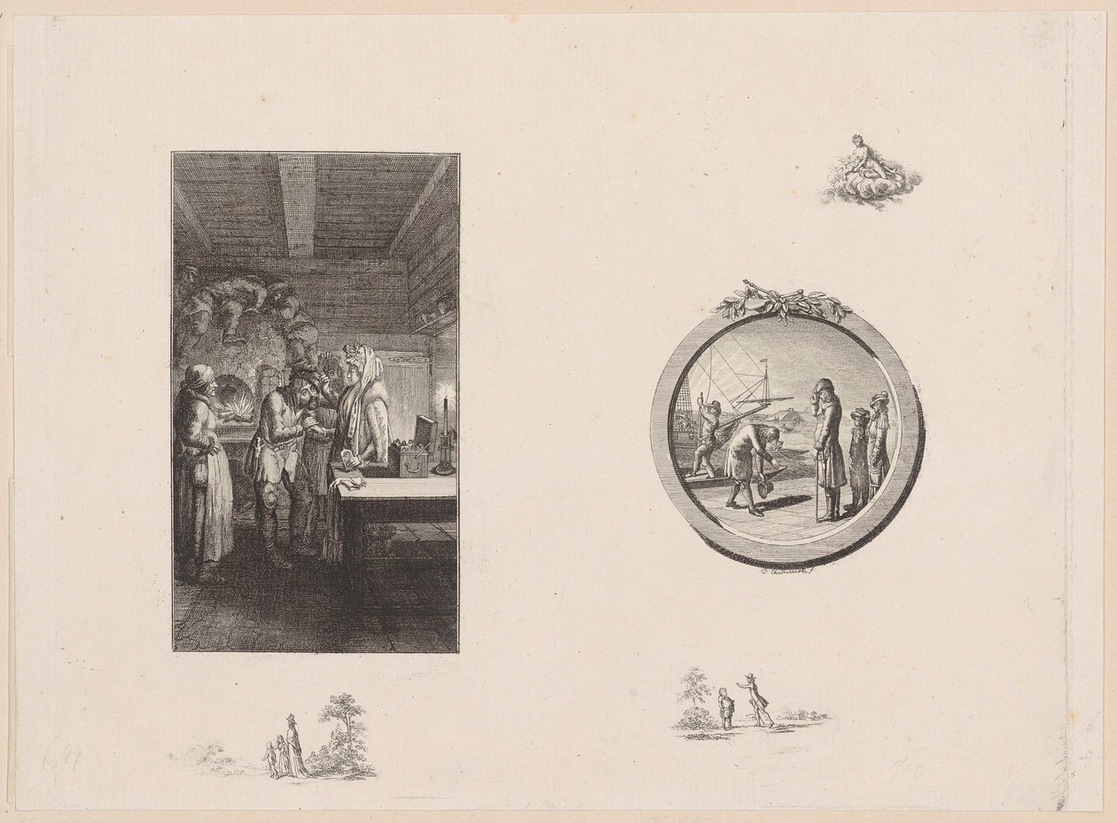 Titelkupfer und -vignette zu Storchs „Gemälde von St. Petersburg“, erster Teil von Daniel Nikolaus Chodowiecki