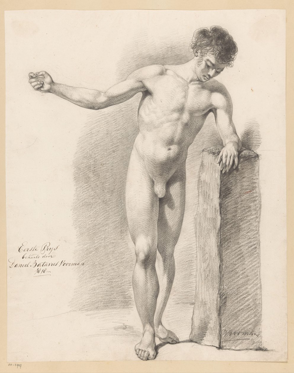 Stehender männlicher Akt, von vorne gesehen (1. Preis 1818) von Daniël Batavus Voorman