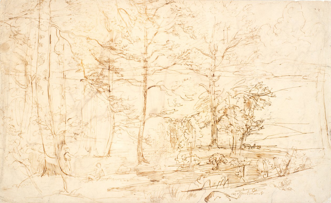 Aussicht aus einem Wald über Heide und Hügel von Dankvart Dreyer