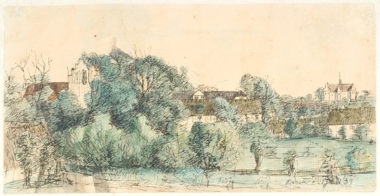 Aussicht auf den Pfarrhof und die Kirche von Ørbæk von Dankvart Dreyer