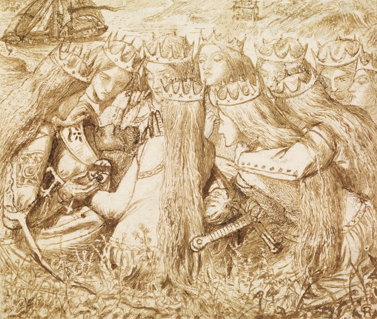 Entwurf für Moxons Tennyson von Dante Gabriel Charles Rossetti