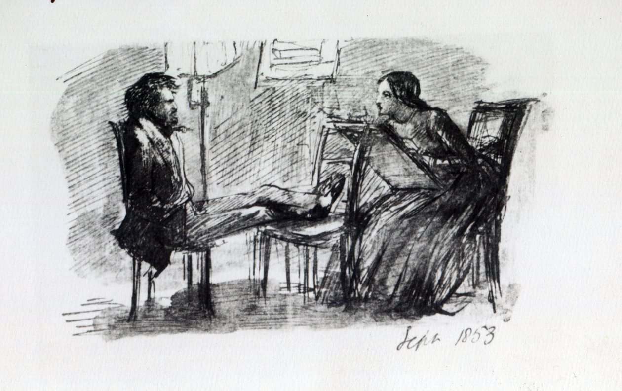 Rossetti wird von Elizabeth Siddal skizziert, September 1853 von Dante Gabriel Charles Rossetti