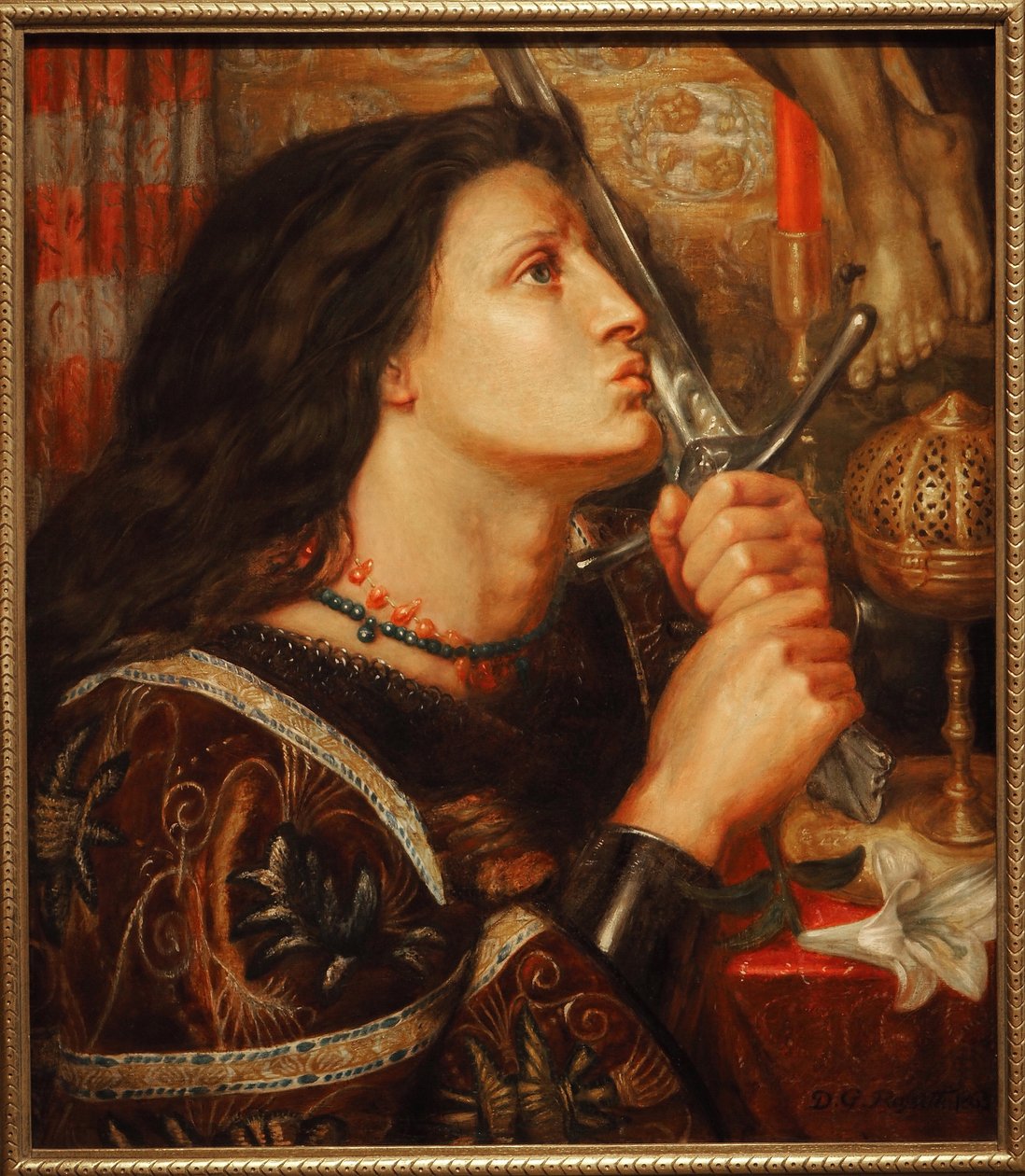 Johanna von Orléans küsst den Duft der Befreiung von Dante Gabriel Charles Rossetti