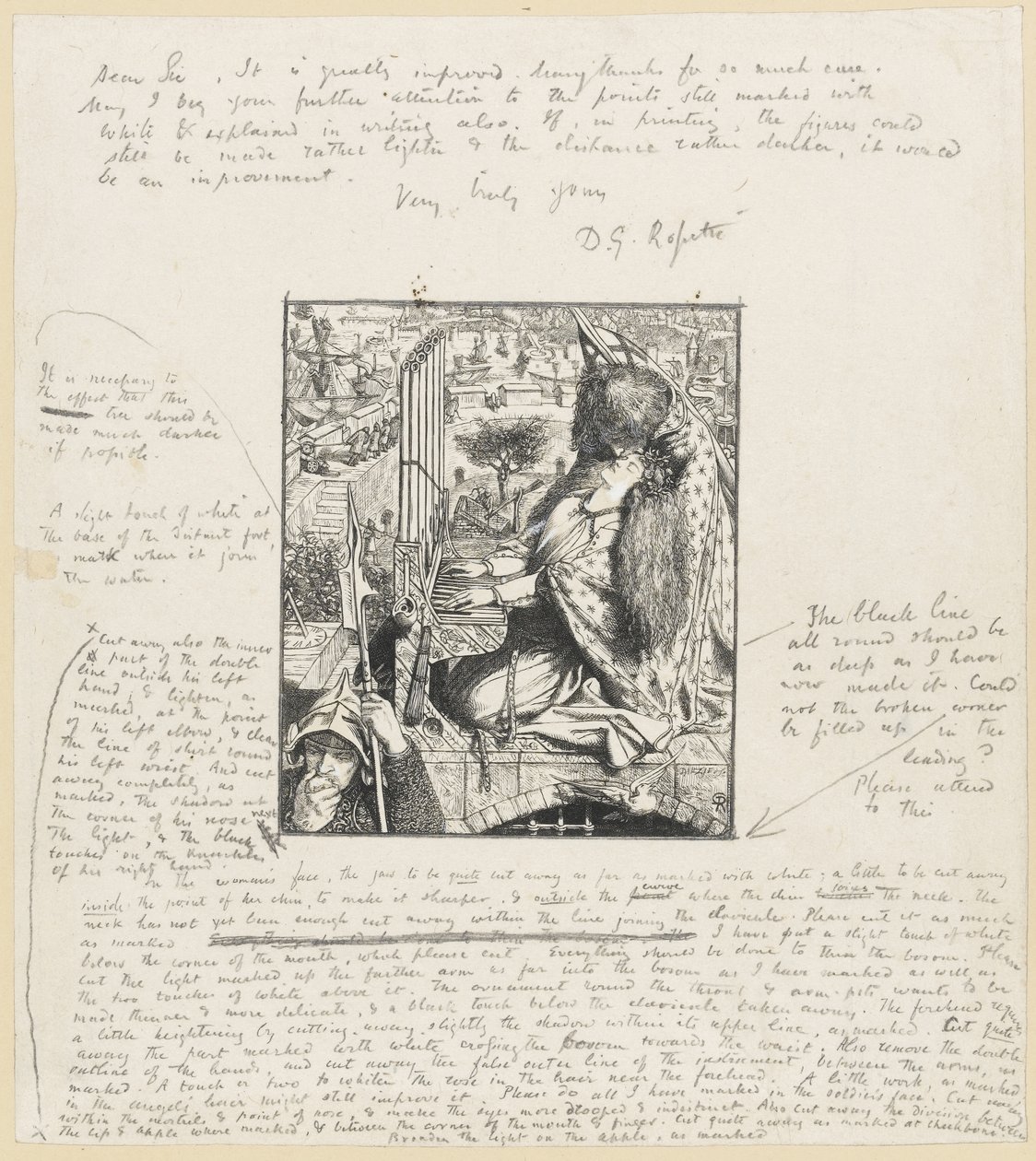 St. Cecilia The Moxon Tennyson, c.1857 von Dante Gabriel Charles Rossetti