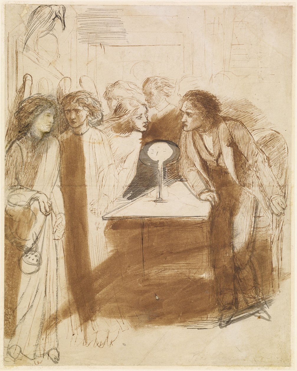 Der Rabe - Engelsfußtritte, ca. 1847 von Dante Gabriel Charles Rossetti