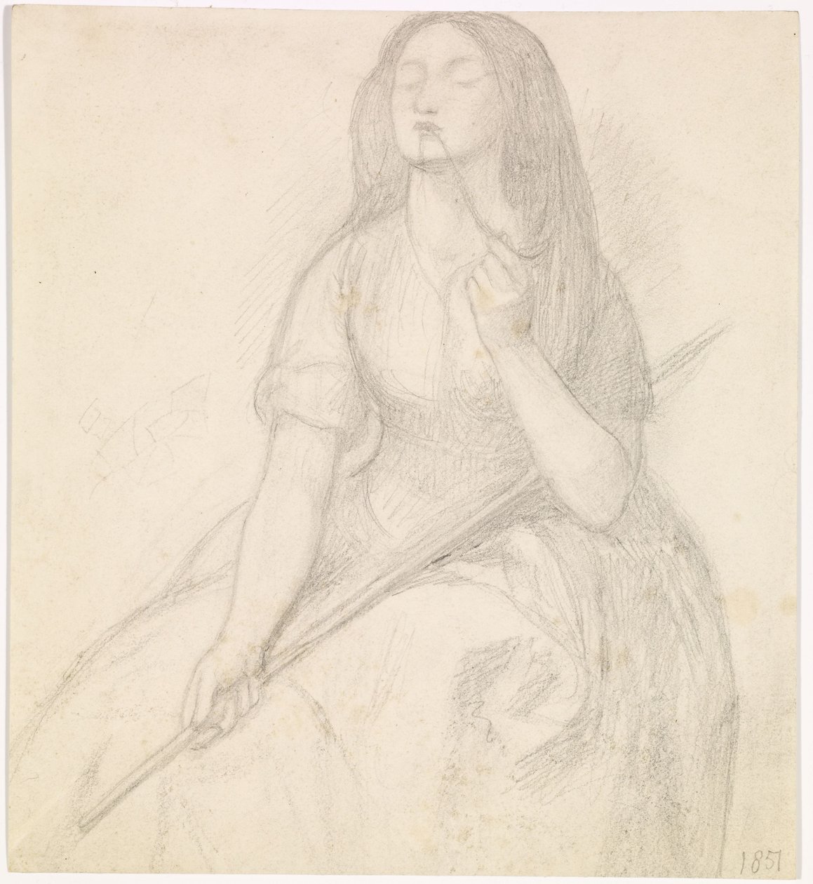 Die Rückkehr des Tibullus zu Delia - Studie für die Figur der Delia von Dante Gabriel Charles Rossetti