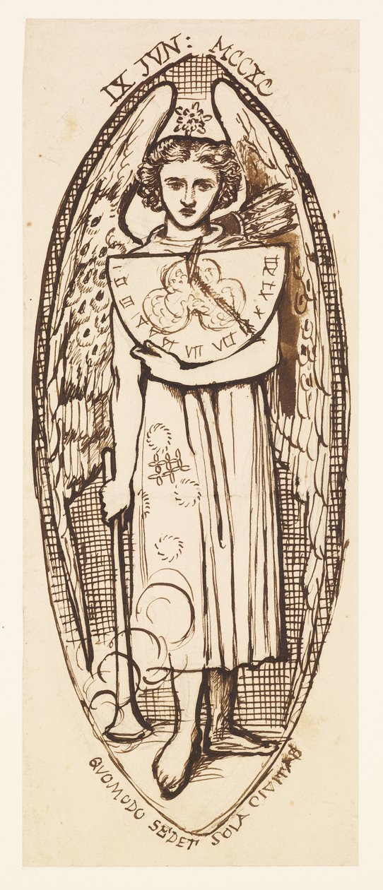 Dantis Amor – Studie der Liebe mit einer Sonnenuhr und Fackel von Dante Gabriel Rossetti