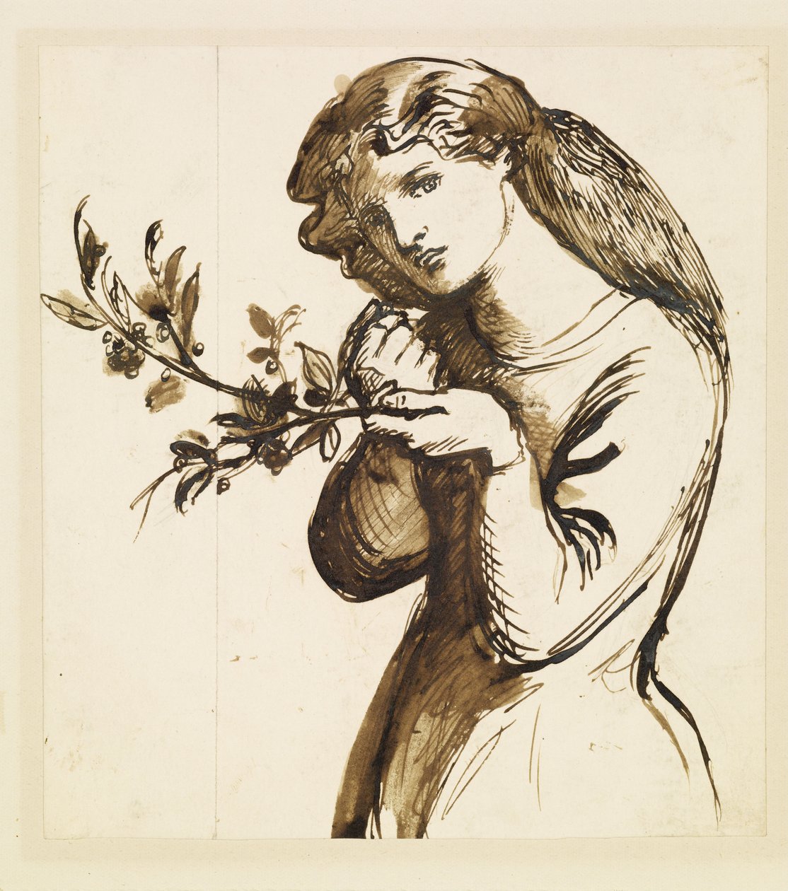 Weiblich - Studie eines Mädchens, das Kirschen isst von Dante Gabriel Rossetti