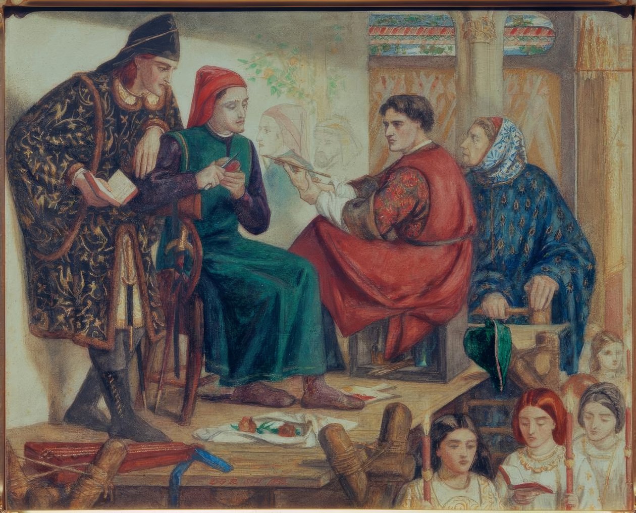Giotto malt das Porträt von Dante von Dante Gabriel Charles Rossetti