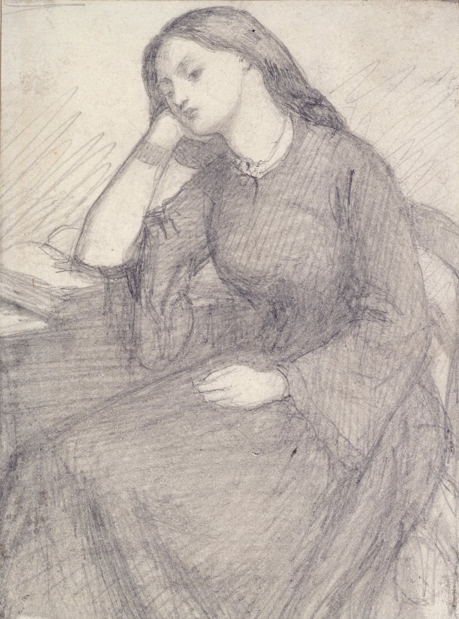 Porträt von Elizabeth Siddal, sitzend, ca. 1840er von Dante Gabriel Rossetti