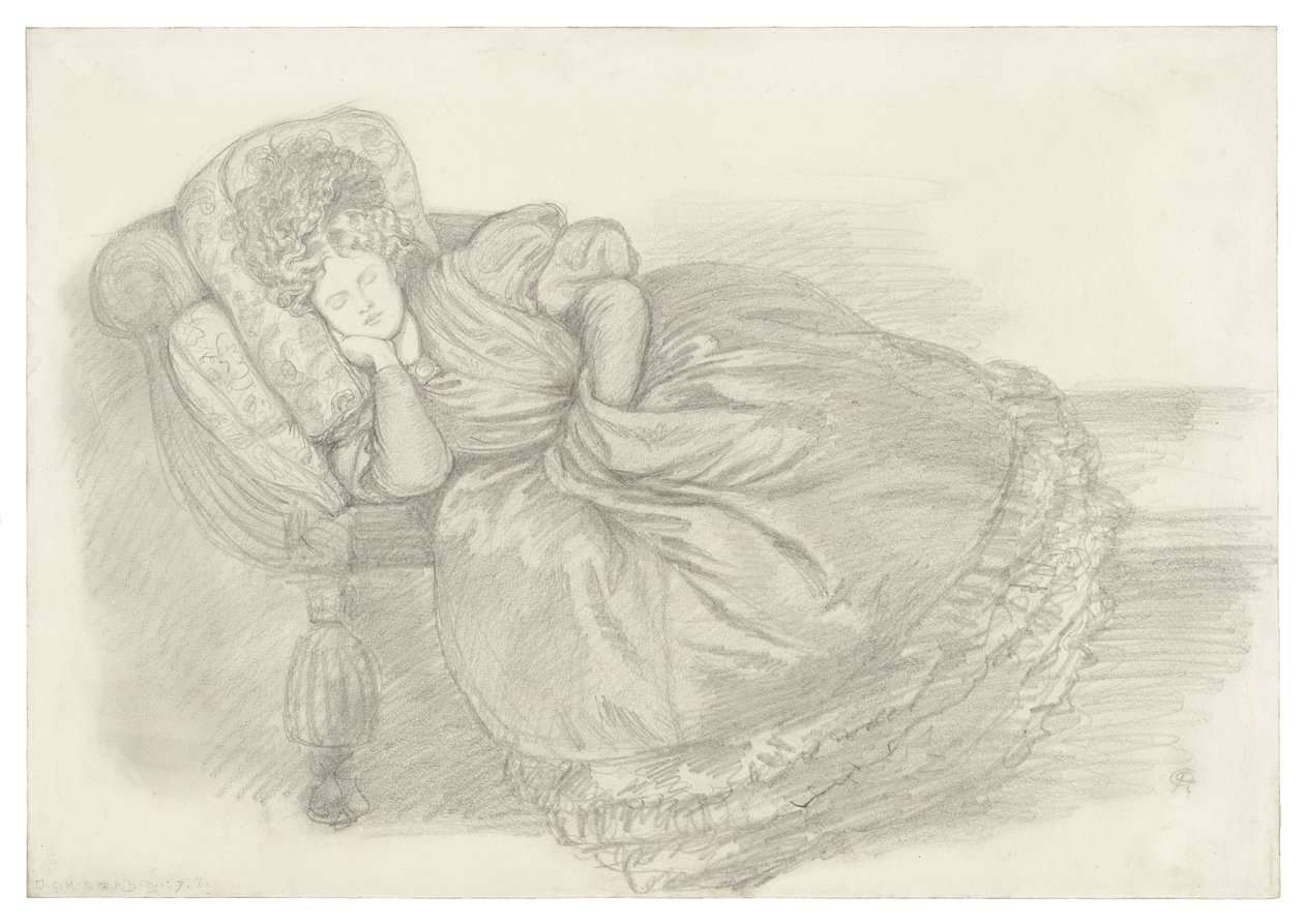 Studie von Fanny Cornforth, schlafend auf einer Chaiselongue von Dante Gabriel Rossetti