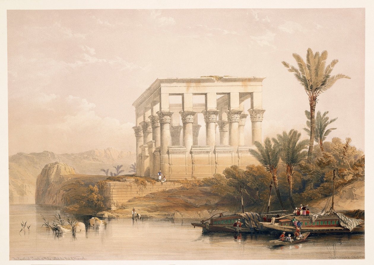 Ägypten, Der Tempel von Philae, bekannt als das "Bett des Pharaos" (Stich) von David (after) Roberts