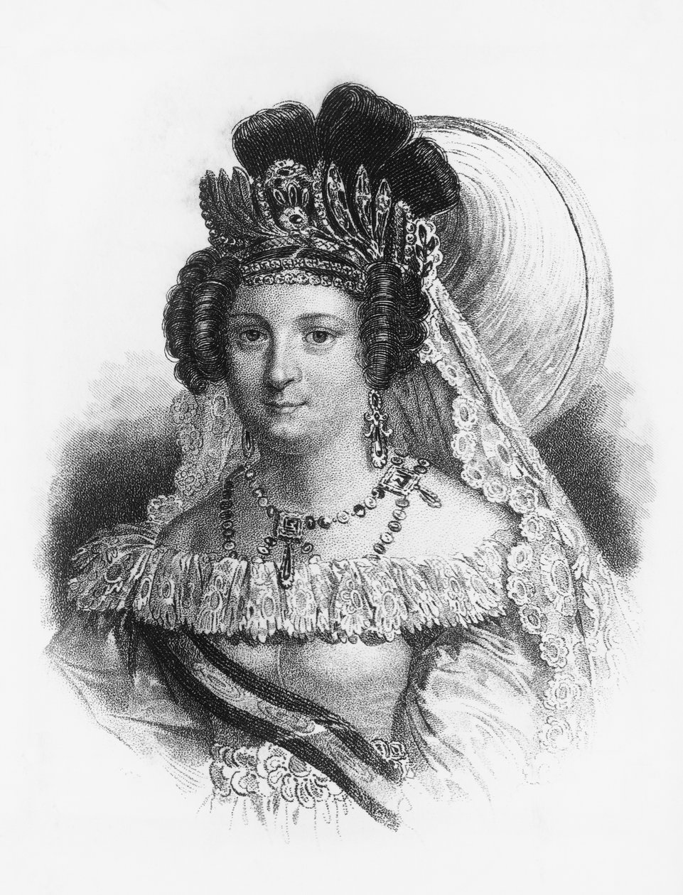 Porträt von Maria Cristina de Borbon (1806-1878), Königin von Spanien von 1829 bis 1833 und Regentin von 1833 bis 1840, Gravur von John Ward Dunsmore