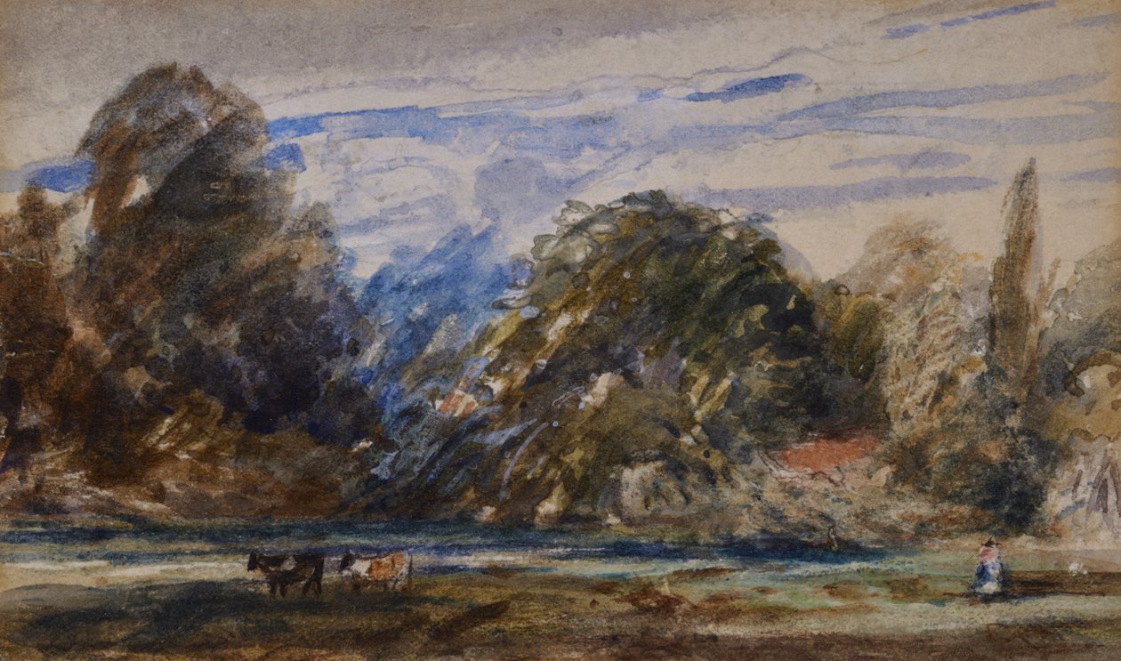 Landschaft mit Kühen und Figur von David Cox