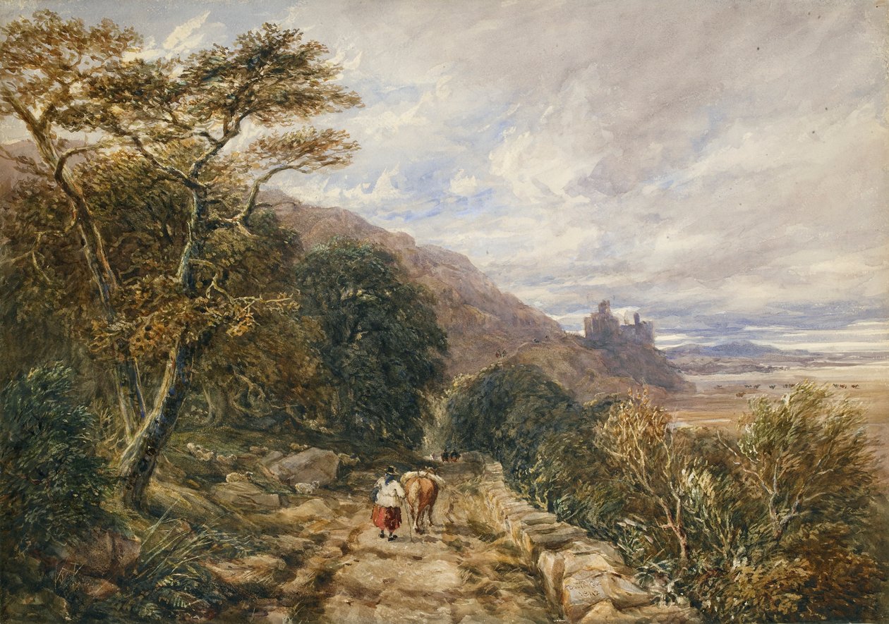 Landweg zum Harlech Castle, 1842 von David Cox the elder