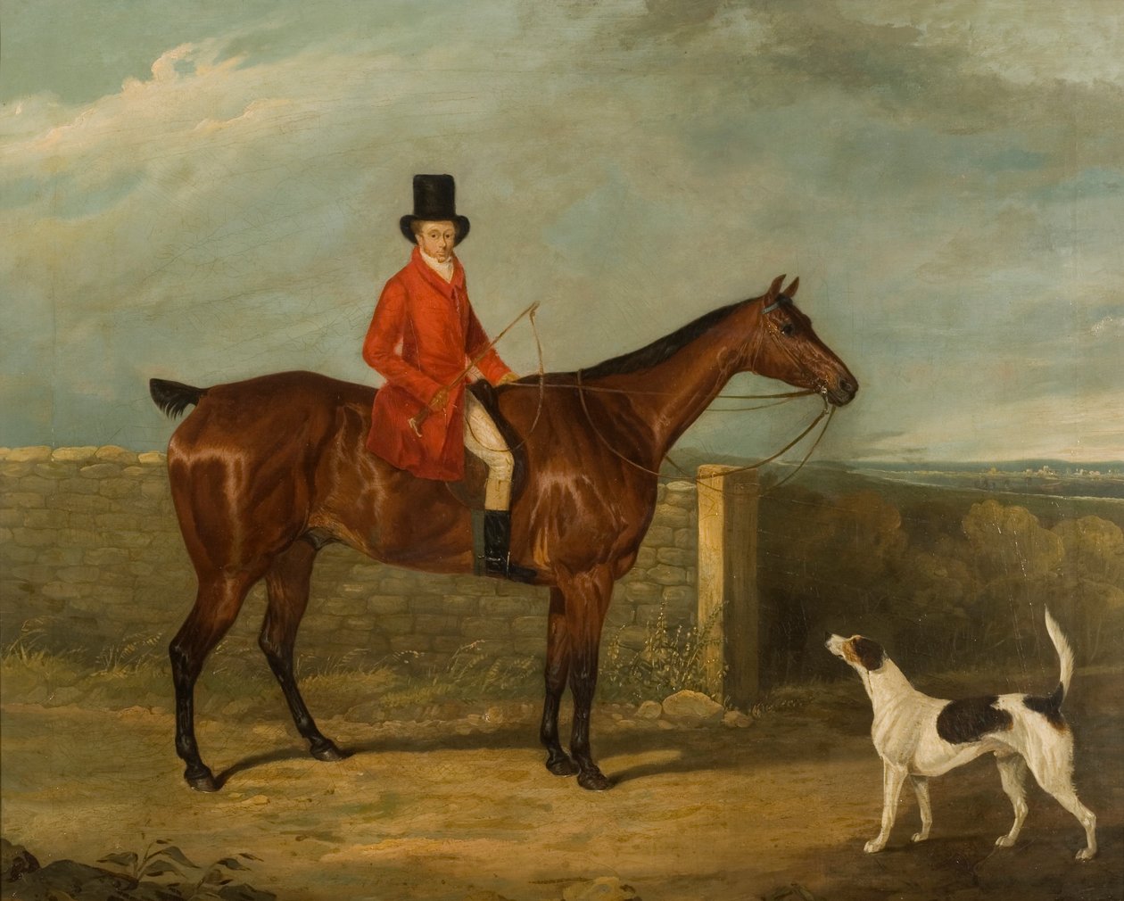John Hall Kent in Jagdkleidung auf einem Pferd sitzend, 1825 von David Dalby