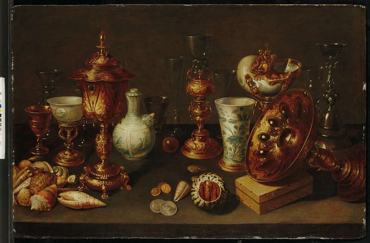 Stillleben mit Muscheln, mit Nautilus, Vasen, Gläsern und Korallenästen von David II Ryckaert