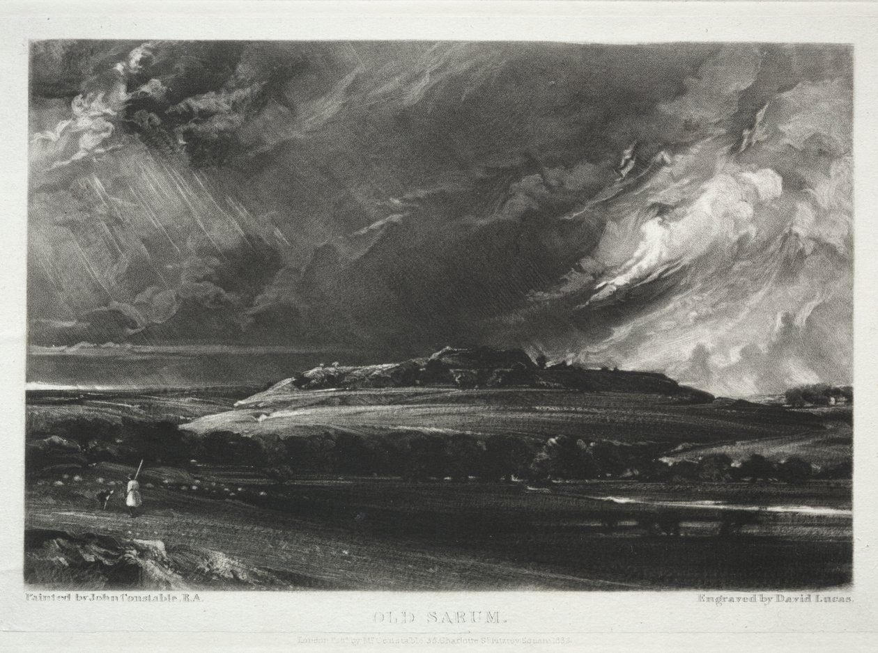 Verschiedene Landschaftsmotive, charakteristisch für englische Szenerien aus Bildern von John Constable, R.A.: Old Sarum von David Lucas