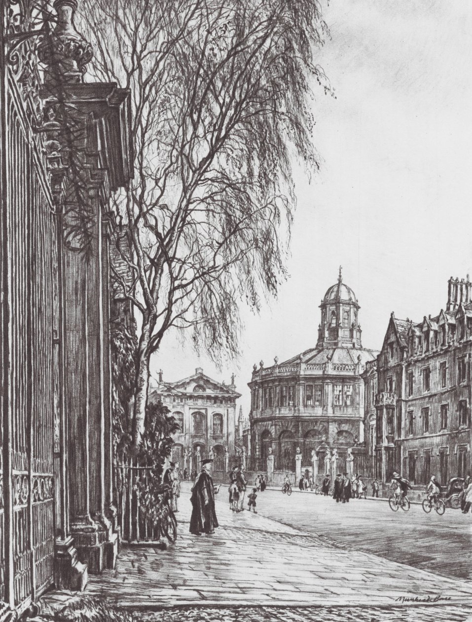 Oxford: Die Broad von den Trinity Gates von David Muirhead (after) Bone