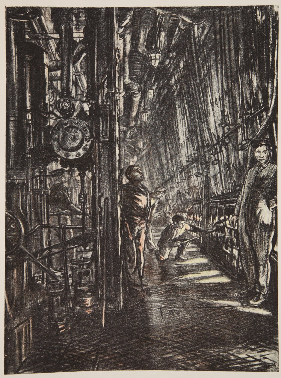 Ein Kesselraum auf einem Schlachtschiff, Illustration aus 