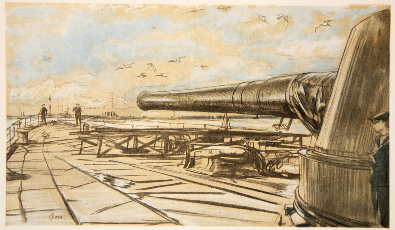 Auf einem Schlachtschiff: Geschützturm, Illustration aus 