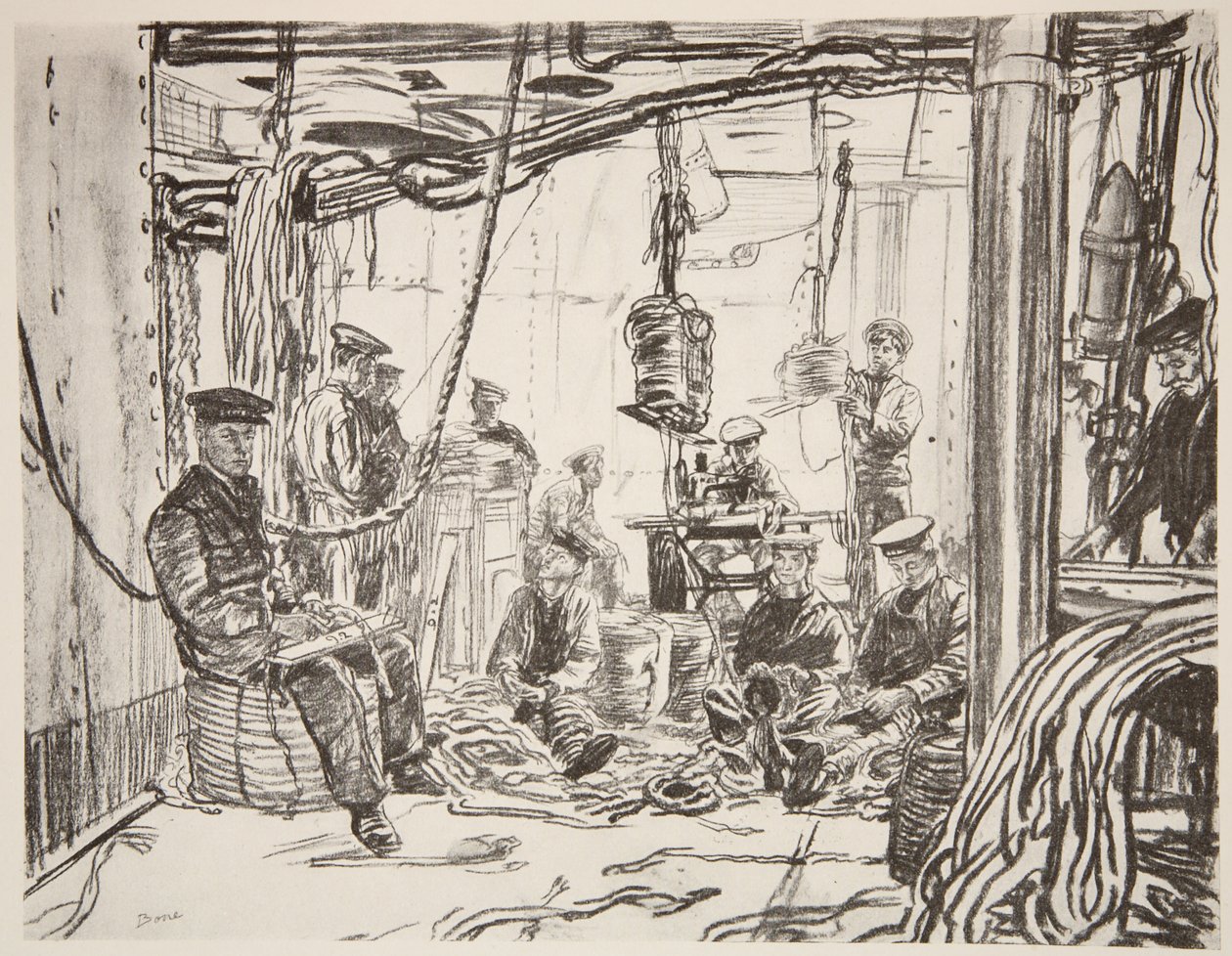 Matrosen auf einem Schlachtschiff, die Munition für die Armee herstellen, Illustration aus 