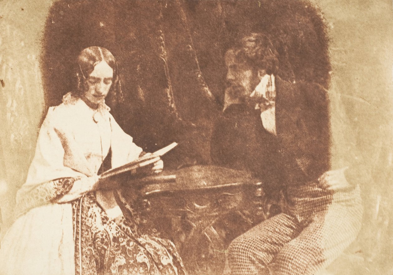 Paar sitzt, Frau liest, 1843-47 von Hill and Adamson