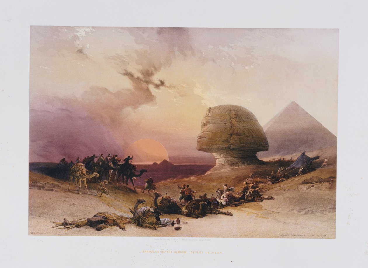 Annäherung des Simoom. Wüste von Gizeh, aus "Ägypten und Nubien" von David Roberts