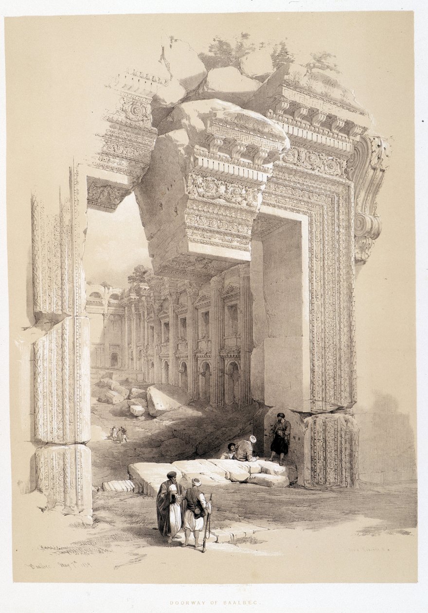 Baalbek-Tor im Libanon, Zeichnung vom 07.05.1839 in „Das Heilige Land“, London 1849 von David Roberts