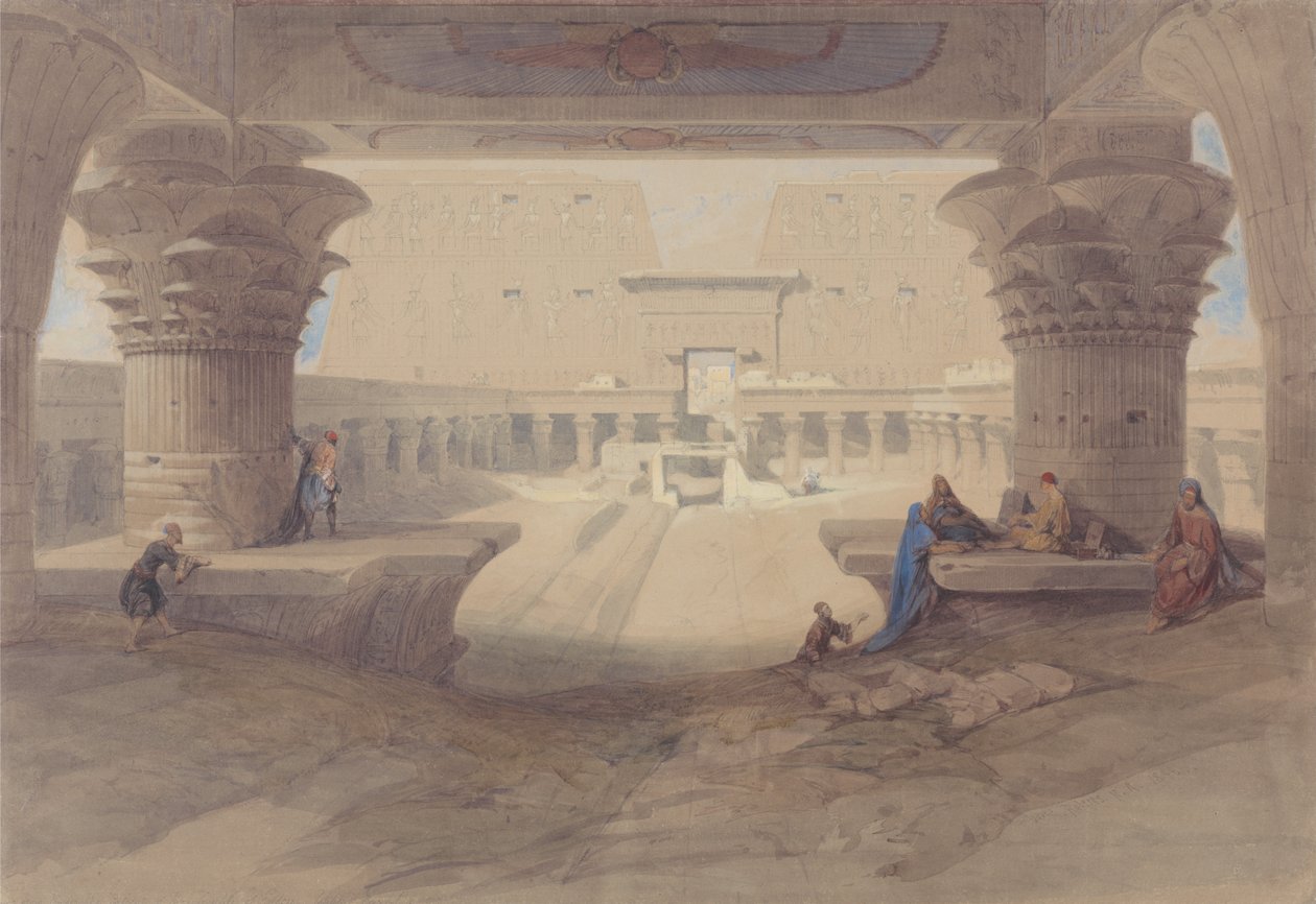 Unter dem Portikus des Tempels von Edfu, Oberägypten von David Roberts