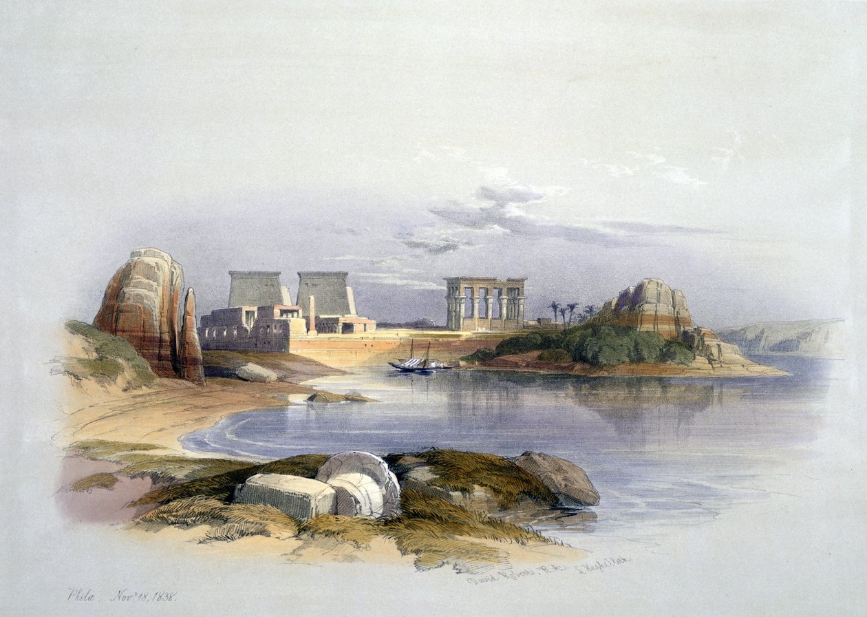 Insel Philae, Nubien, November 1838 (nach Aquarell) von David Roberts