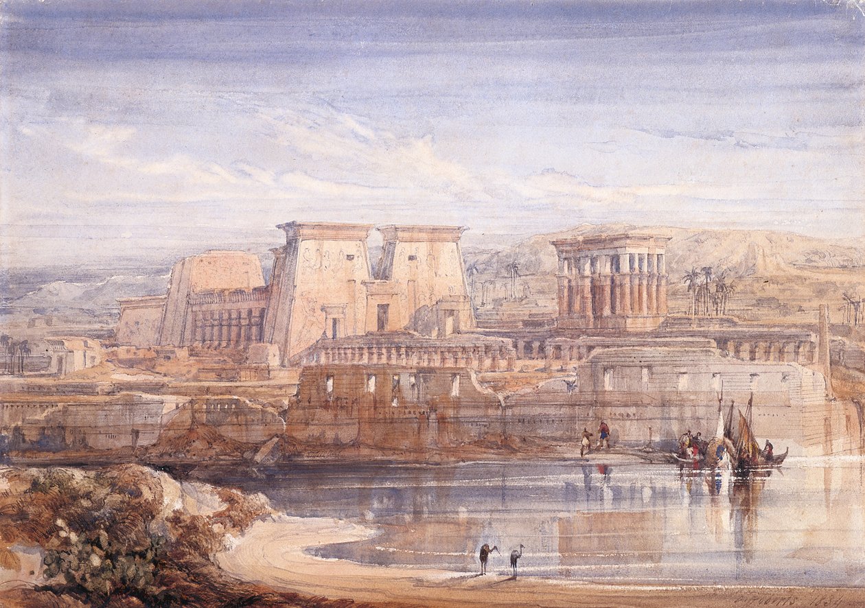 Philae: Eine Ansicht der Tempel von Süden von David Roberts