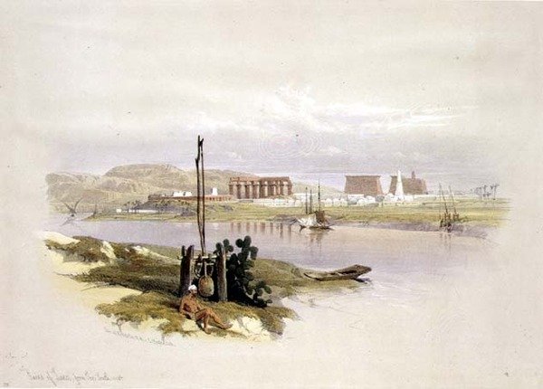 Ruinen von Luxor von Südwesten, aus 