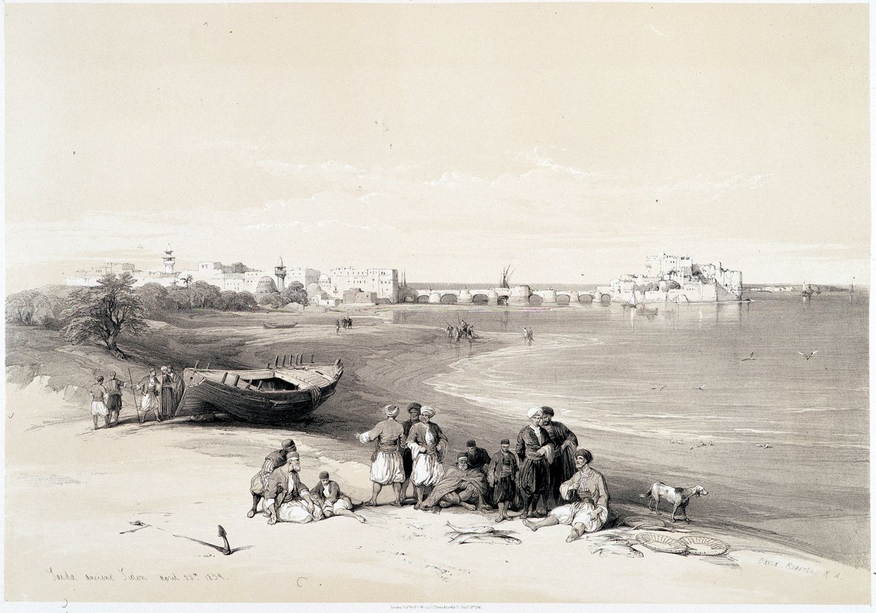 Sidon, Zeichnung vom 28.04.1839 in „Das Heilige Land“, London 1849 von David Roberts
