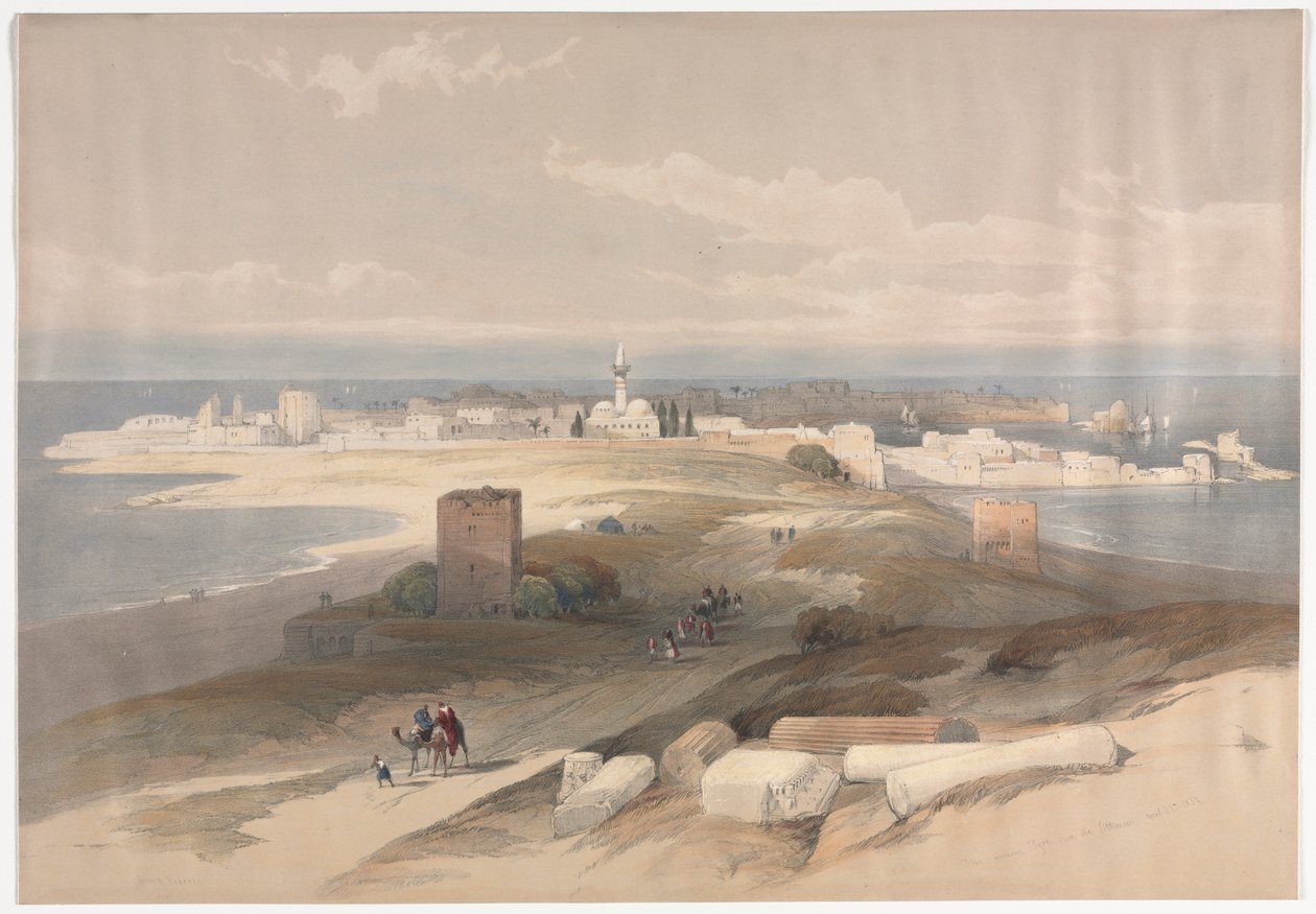 Sur oder Tsor, Antikes Tyros vom Isthmus, 1839 von David Roberts