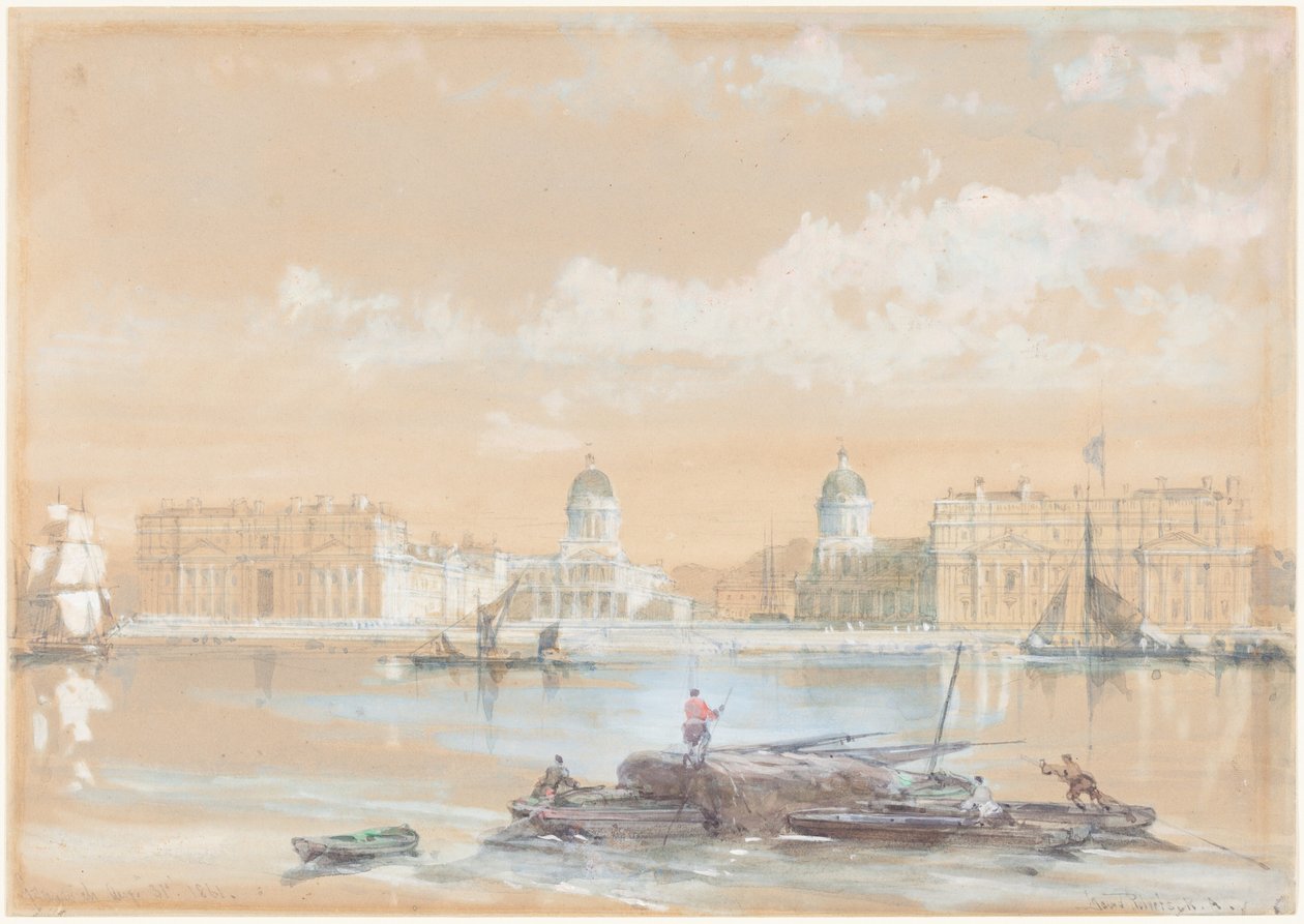 Das Marinekolleg vom Fluss bei Greenwich von David Roberts