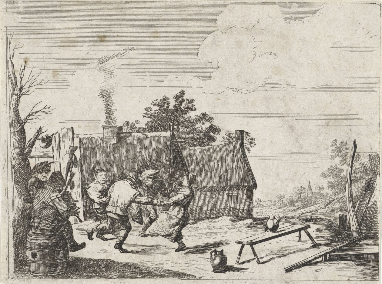 Tanzende Bauern zur Musik von zwei Musikanten von David Teniers (II)