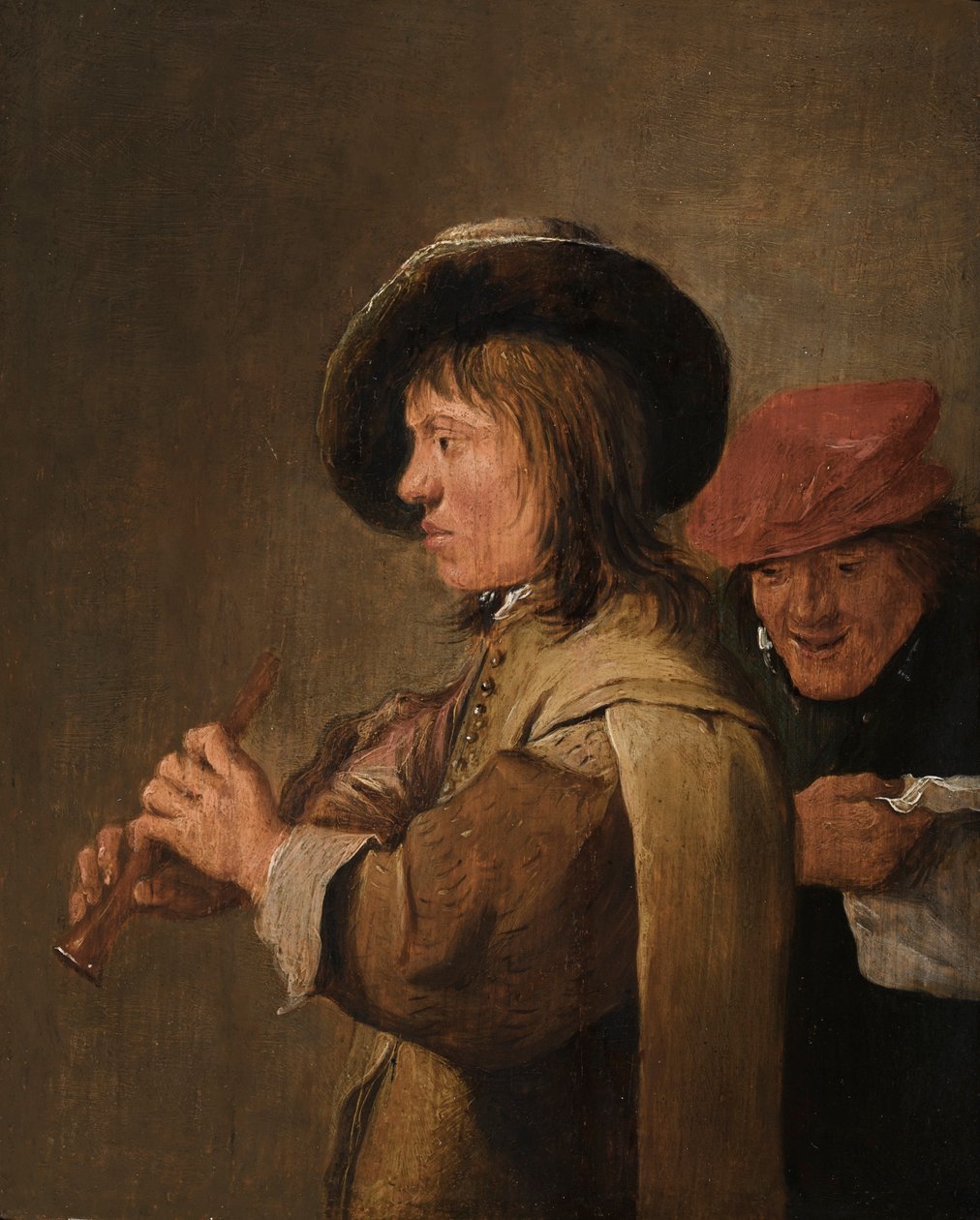 Ein Flötenspieler im Profil von David Teniers the Younger