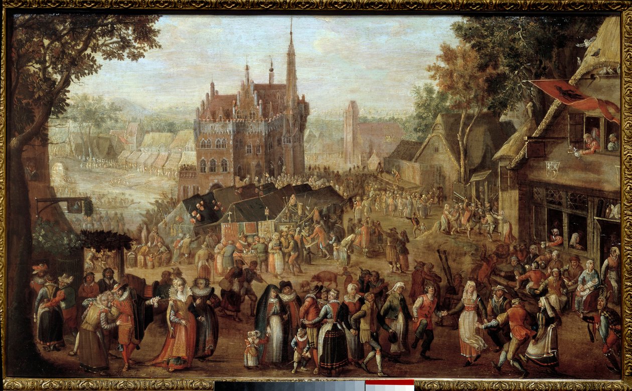 Kirmes in Audenarde (Belgien). Fest vor der Dorfkirche von David Vinckboons