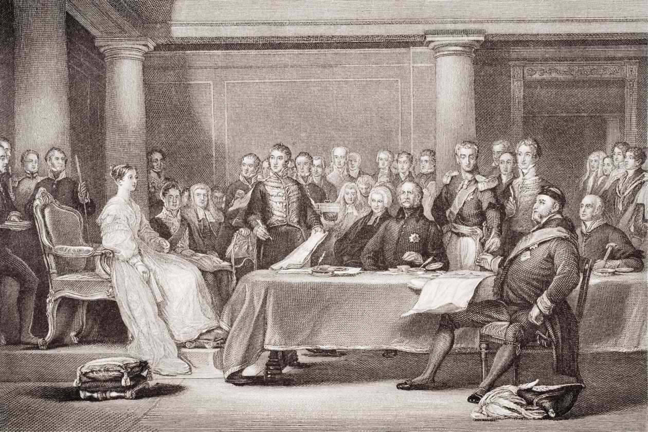 Königin Victorias erster Rat, Kensington Palace, 21. Juni 1837, aus `Illustrations of English and Scottish History