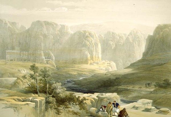 Petra Blick nach Süden, 9. März 1839, Platte 106 aus Band III von Das Heilige Land, graviert von Louis Haghe von David after Roberts