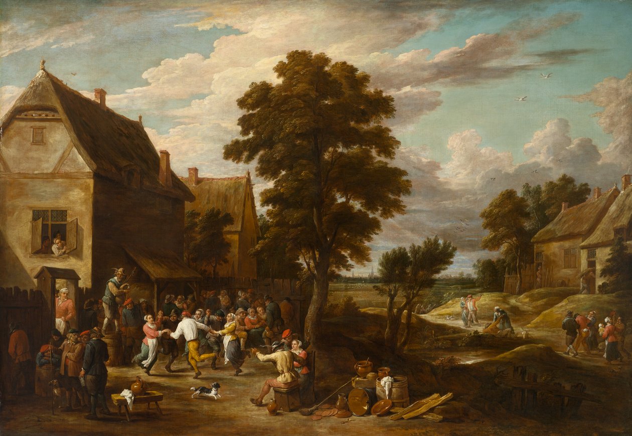 Tänzer in einem Dorfgasthaus, ca. 1660er Jahre von David the Younger (workshop of) Teniers