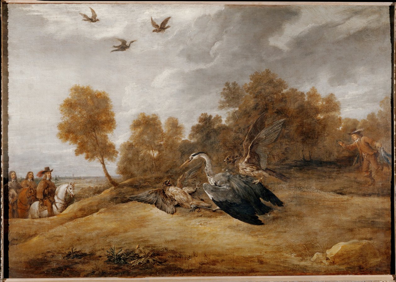 Erzherzog Leopold Wilhelm jagt Reiher mit Falken von David the Younger Teniers