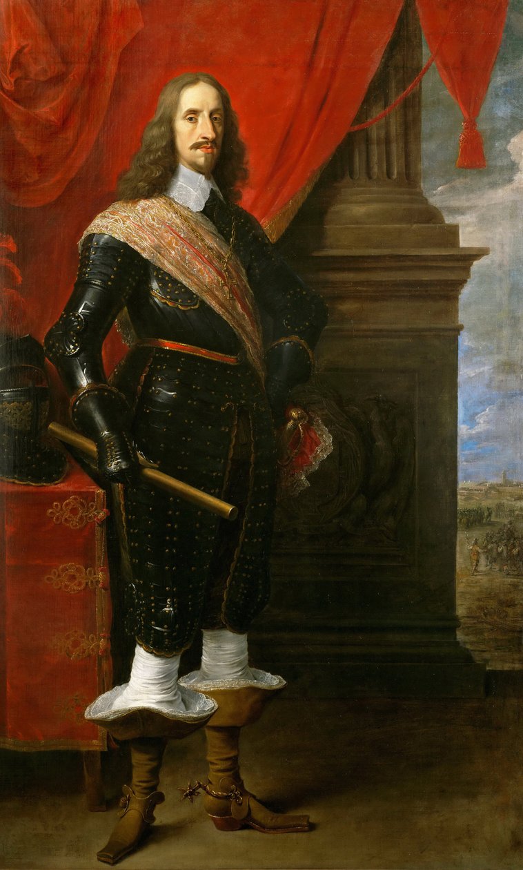 Porträt des Erzherzogs Leopold Wilhelm von Österreich (1614-1662) mit der Belagerung von Gravelingen im Hintergrund von David Teniers the Younger