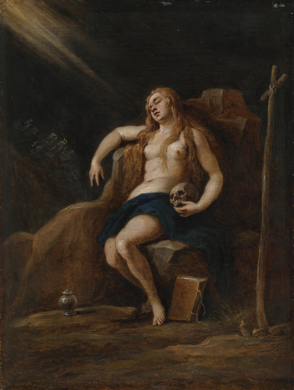 Maria Magdalena in der Wildnis, nach Jacopo Palma, Il Giovane von David Teniers the Younger