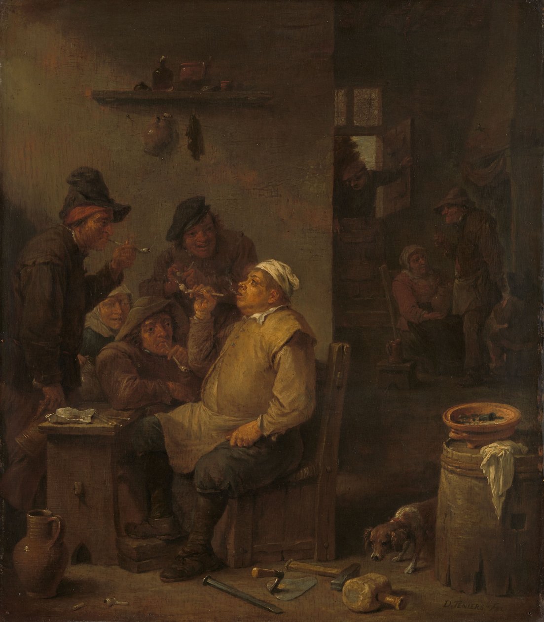 Maurer raucht mit Gefährten in einer Taverne von David the Younger Teniers