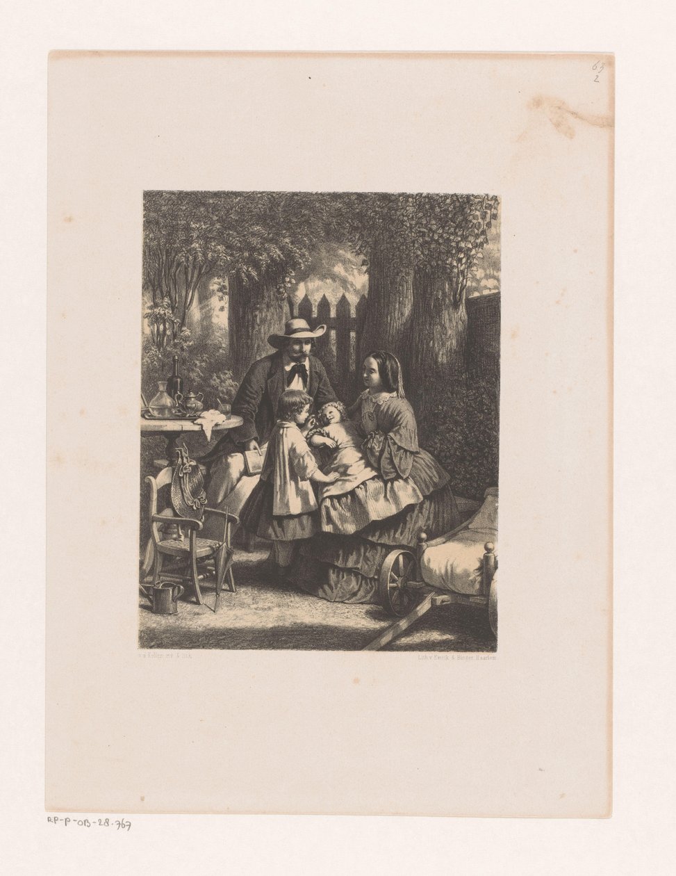 Familie in einem Garten, möglicherweise die Familie Van der Kellen von David van der Kellen