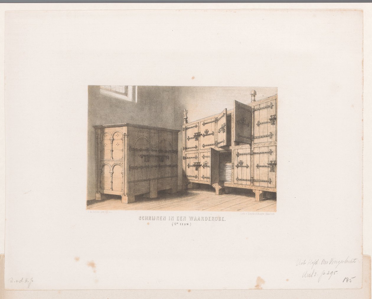 Schränke, 12. Jahrhundert (Schreine in einer Garderobe) von David van der Kellen