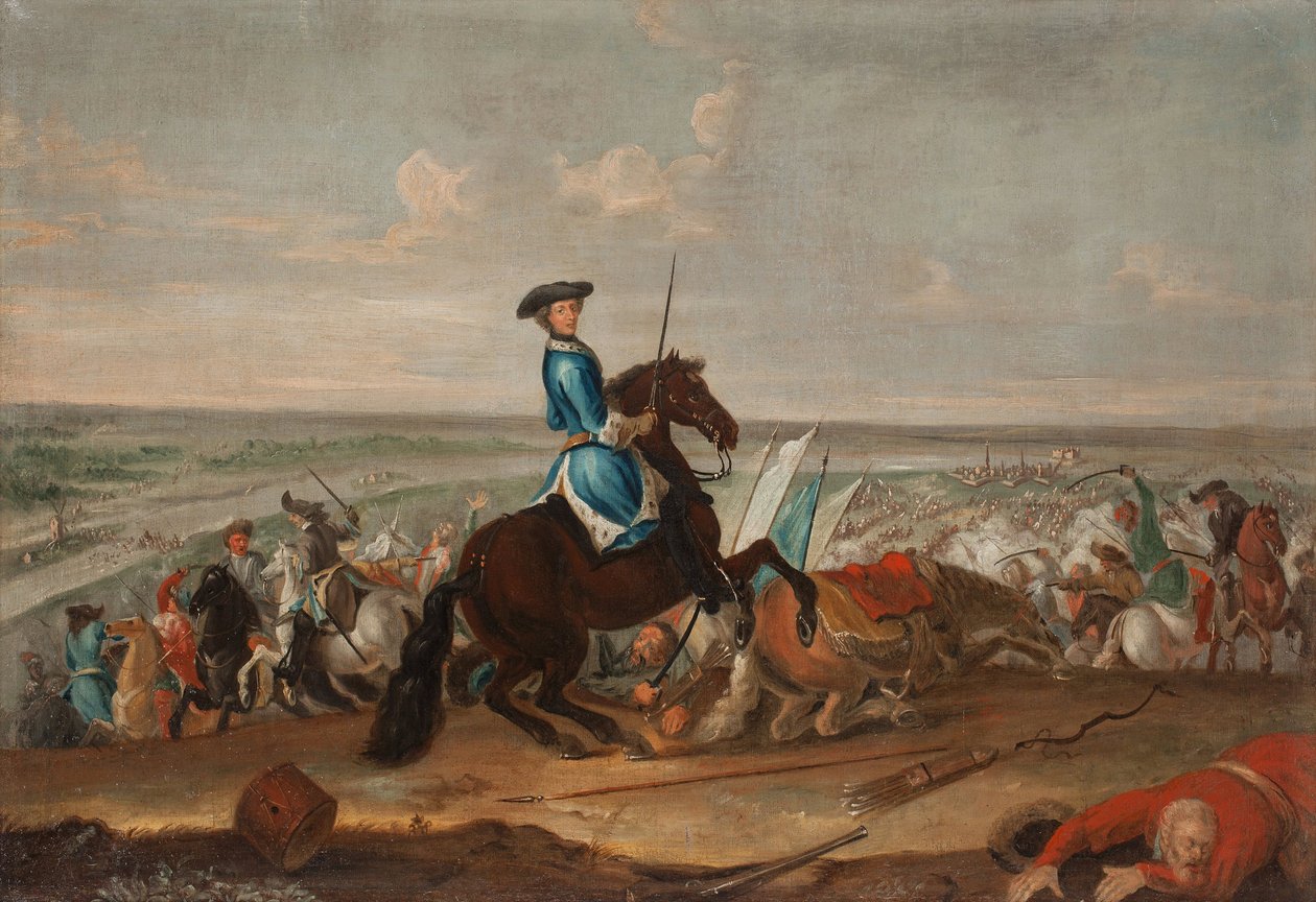 König Karl XII. (Carl von Schweden) (1682-1718) in der Schlacht von Narva von David von Krafft