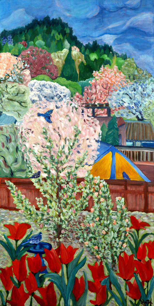 Frühling der Blaukehlchen, 2012 von Deborah Eve Alastra